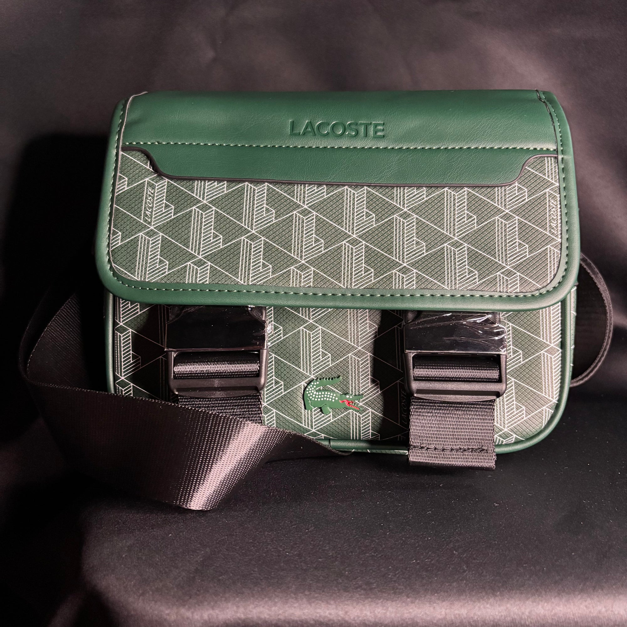 Sacoche Lacoste ‘double attache vert’
